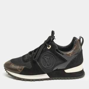 Louis Vuitton Black Suede, Mesh and Monogram Canvas Run Away Sneakers Size 36