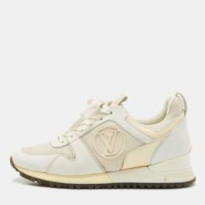 Louis Vuitton White/Cream Leather and Mesh Run Away Low Top Sneakers Size 35.5