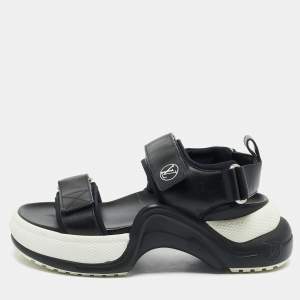 Louis Vuitton Black Leather Paseo Comfort Sandals Size 37
