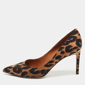 Louis Vuitton Brown Leopard Print Fabric Eyeline Pointed Toe Pumps Size 38.5