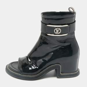 Louis Vuitton Black Patent Leather Moonlight Ankle Boots Size 37