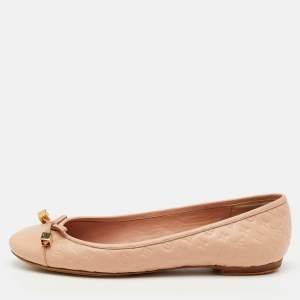 Louis Vuitton Light Pink Monogram Empreinte Leather Bow Cap Toe Ballet Flats Size 39
