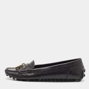 Louis Vuitton Black Leather Close Up Loafers Size 37