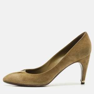 Louis Vuitton Green  Suede Heart Breaker Pointed Toe Pumps Size 37