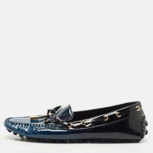 Louis Vuitton Two Tone Monogram Empreinte Patent Gloria Loafers Size 38