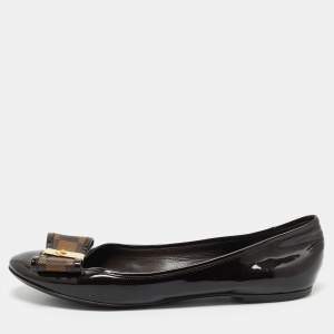 Louis Vuitton Brown Patent Leather and Coated Canvas Valentine Ballet Flats Size 40