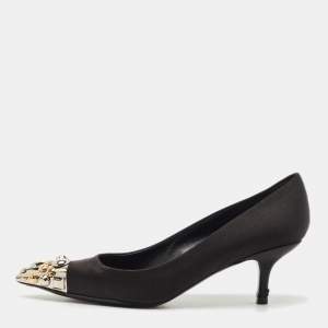 Louis Vuitton Black Satin Bernice Studded Pumps Size 37.5