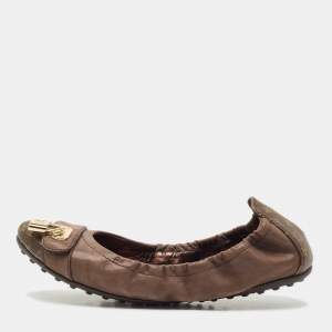 Louis Vuitton Brown Monogram Canvas and Shimmer Leather Lucky Ballet Flats Size 38