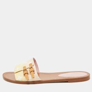 مملوكة مسبقًا Louis Vuitton Multicolor Monogram By The Pool Canvas Lock It Flat Slides Size 39