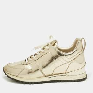 Louis Vuitton Gold Monogram Vernis Leather Run Away Low Top Sneakers Size 41