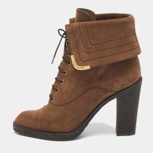 Louis Vuitton Brown Suede Ankle Length Boots Size 39.5