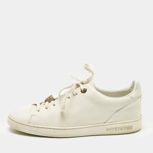 Pre Owned Louis Vuitton White Leather Frontrow Low Top Sneakers Size 38