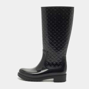 Louis Vuitton Black Monogram Rubber Splash Rain Boots Size 40