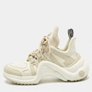 Pre Owned Louis Vuitton Beige Monogram Leather Archlight Sneakers Size 38.5
