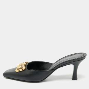 Louis Vuitton Black Leather Rotary Mules Size 38