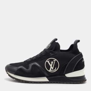 Pre Owned Louis Vuitton Black Neoprene, Mesh and Suede Run Away Sneakers Size 37