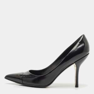 Louis Vuitton Black Leather and Patent Leather Urban Twist Pumps Size 39
