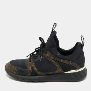 Pre Owned Louis Vuitton Black/Brown Fabric And Monogram Canvas Aftergame Sneakers Size 39 