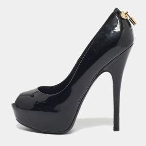 Pre Owned Louis Vuitton Black Patent Leather Oh Really! Platform Pumps Size 39.5