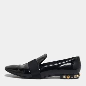 Pre Owned Louis Vuitton Black Patent Leather Smoking Slippers Size 39.5