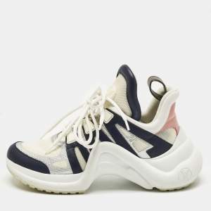 Pre Owned Louis Vuitton Multicolor Leather and Mesh Archlight Lace Up Sneakers Size 37.5