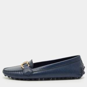 Pre Owned Louis Vuitton Blue Epi Leather Oxford Loafers Size 38