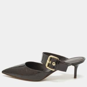 Pre Owned حذاء مولز لوي فيتون إبزيم جلد لامع مونوغرامي بورجوندي مقاس 40