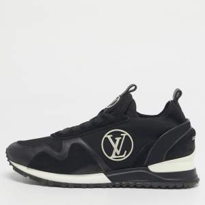 Pre Owned Louis Vuitton Black Neoprene, Leather and Mesh Run Away Sneakers Size 39
