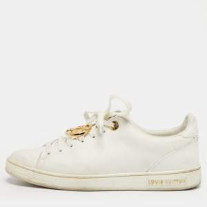 Pre Owned Louis Vuitton White Leather Frontrow Lace Up Sneakers Size 36