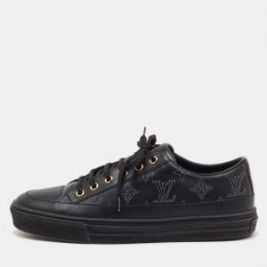 Pre Owned Louis Vuitton Black Leather Stellar Low Top Sneakers Size 39