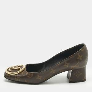 Pre Owned Louis Vuitton Brown Monogram Canvas Madeleine Pumps Size 37.5