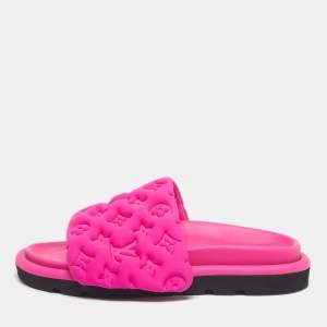 Pre Owned Louis Vuitton Pink Neoprene Pool Pillow Flat Sandals Size 40