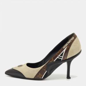 Pre Owned Louis Vuitton Tricolor Monogram Canvas and Suede Archlight Pumps Size 37
