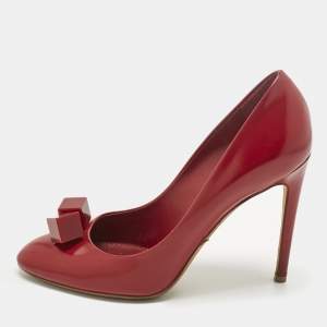 Pre Owned Louis Vuitton Red Patent Leather Dice Pumps Size 37