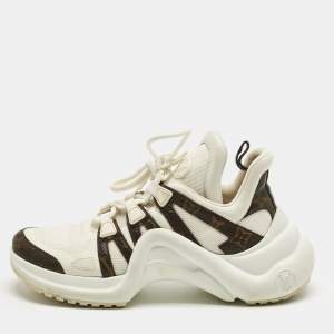 Pre Owned Louis Vuitton White Monogram Canvas and Leather Archlight Low Top Sneakers Size 39.5