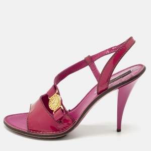 Pre Owned Louis Vuitton Pink Patent Leather Slingback Sandals Size 39.5