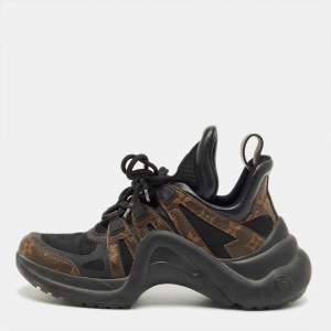 Pre Owned Louis Vuitton Black Mesh and Monogram Canvas Archlight Sneakers Size 39