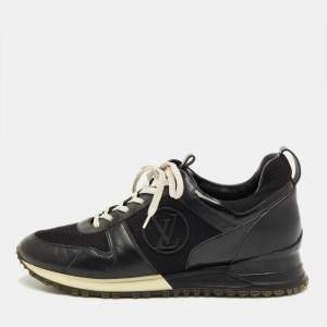 Pre Owned Louis Vuitton Black Leather and Mesh Run Away Sneakers Size 39.5