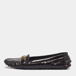 Pre Owned Louis Vuitton Burgundy Patent Leather Oxford Loafers Size 40