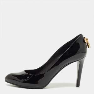 Pre Owned Louis Vuitton Black Patent Leather Lock It Pumps Size 36.5