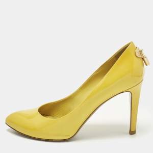 Pre Owned Louis Vuitton Oh Really! Size 37 Yellow Patent Leather Pumps