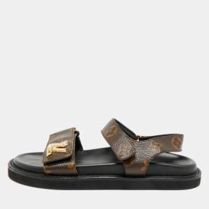 مملوكة مسبقًا Louis Vuitton Sunset Size 38 Brown Coated Canvas Slingback Sandals