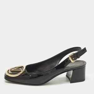 مملوكة مسبقًا Louis Vuitton Madeleine Size 36 Black Patent Leather Slingback Pumps