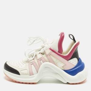 Pre Owned Louis Vuitton LV Archlight Size 38.5 Multicolor Leather and Suede Low Top Sneakers