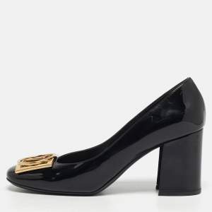 مملوكة مسبقًا Louis Vuitton Madeleine Size 39 Black Patent Leather Block Heel Pumps