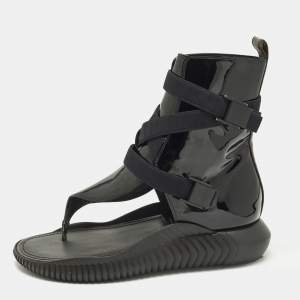 مملوكة مسبقًا Louis Vuitton Bahia Brazil Size 38.5 Black/Brown Monogram Canvas and Patent Leather Flat Sandals