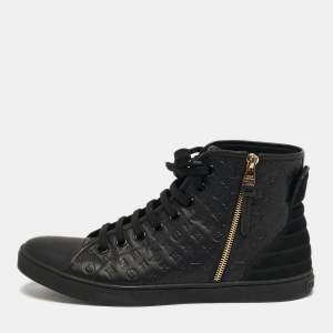 Pre Owned Louis Vuitton Punchy Size 41 Black Monogram Leather High Top Sneakers
