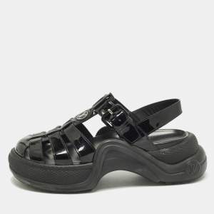 Pre Owned Louis Vuitton Size  39 Black Patent Leather SS Open Toe Casual Sandals 