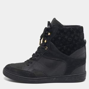 مملوكة مسبقًا Louis Vuitton Millenium Size 41 Black Leather and Suede High Top Sneakers