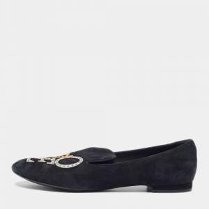 مملوكة مسبقًا Louis Vuitton Addict Size 38 Black Suede Smoking Slippers